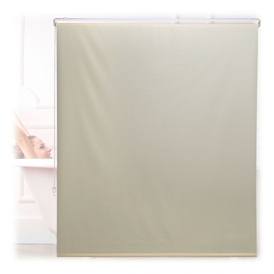 Bathroom Roller Blind, for Shower & Bathtub, Water Repellent, Quick Drying, Ceiling & Window, 140x240cm, Beige - Relaxdays