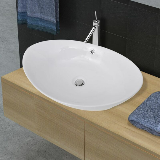 Luxury Ceramic Basin Oval with Overflow 59 x 38,5 cm VDTD03670