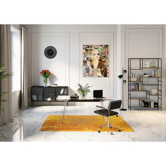 Rectangular Primo Uniform Color Handwoven 170X240 Yellow Area Rug