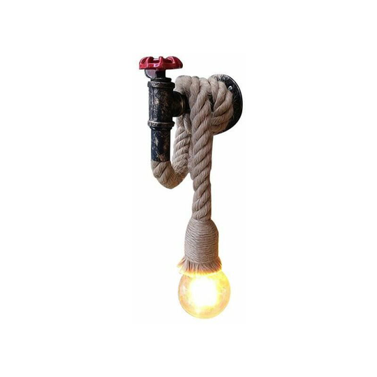 Hemp Rope Wall Light Faucet Wall Lamp Retro Industrial Wall Sconce for Bedroom Cafe Bar Office