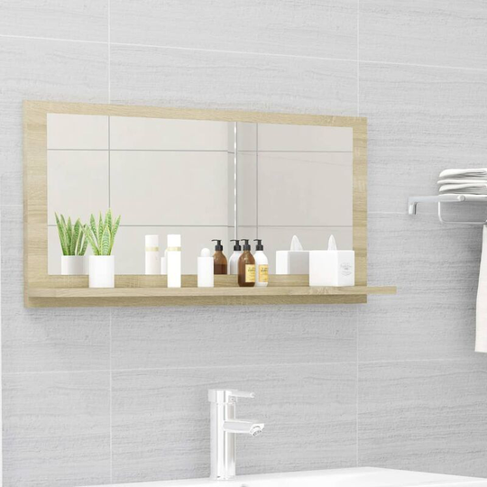 Bathroom Mirror Sonoma Oak 80x10.5x37 cm Chipboard FF804574_UK - Topdeal
