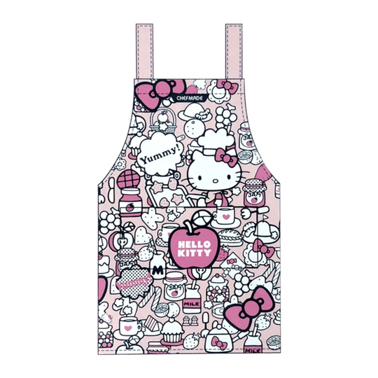 ChefMade | Hello Kitty | Pink | 700 x 850mm apron | Cooking apron | Baking apron | Kitchen apron | 100% cotton Unisex | Bib apron | Kitchen Apron
