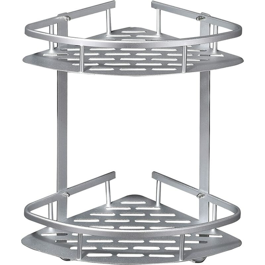 Shower Shelf Without Drilling, Aluminum Bathroom Shelf, Rustproof Shower Storage, Bathroom Corner Shelf With 2 Hooks