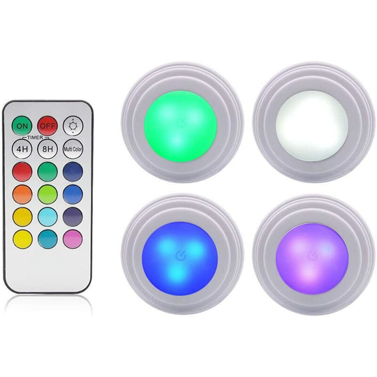 4 pieces of cabinet lighting light led remote control wireless brightness adjustable LED for washing machine cabinet lighting remote control light