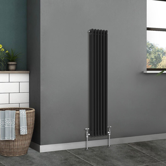 Traditional Radiator Cast Iron Style Radiator 3 Column Black 1500x292mm