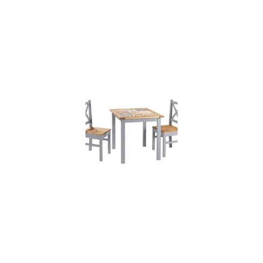 Samuel 1+2 Tile Top Dining Set - Slate Grey/Distressed Waxed Pine