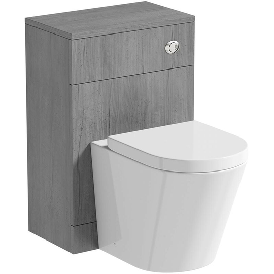 Lea concrete slimline back to wall unit 500mm and Contemporary back to wall toilet with seat - Grey - Orchard