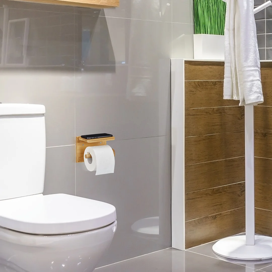 Curt Wall Mounted Toilet Roll Holder with Shelf