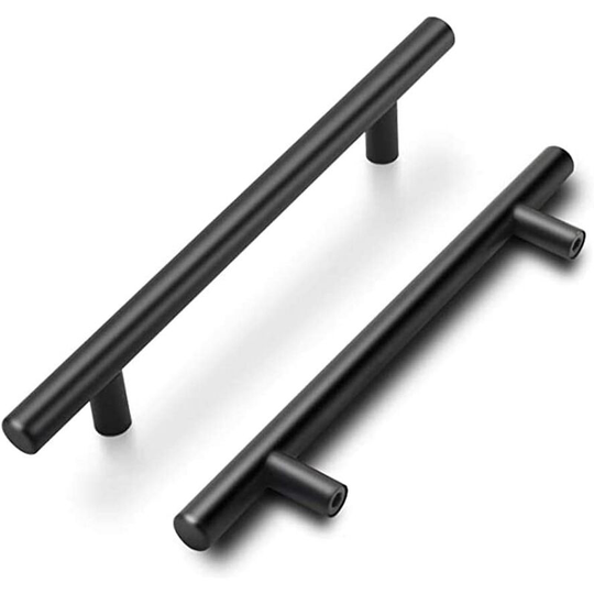 Set of 15 Kitchen Cabinet Handles Black Handle -LS201BK128 Kitchen Door Handle 128mm Wheelbase with Matt Stainless Steel Finish Dksfjkl
