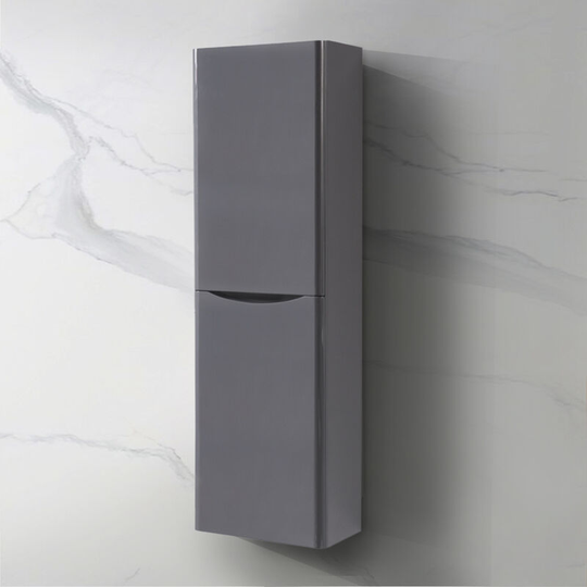NRG - Tall Cupboard Storage Cabinet Bathroom Furniture - Right Hand 1400mm Gloss Grey