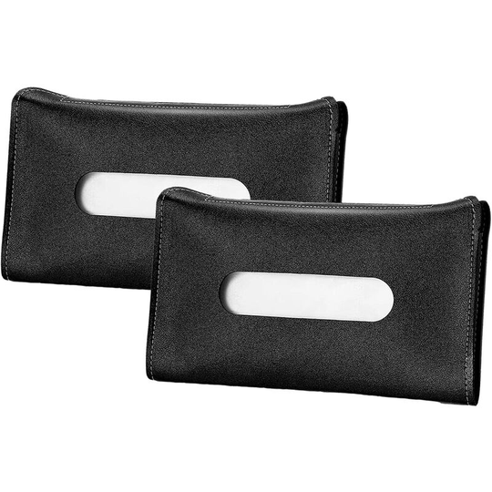 2 Pieces Hanging Leather Tissue Box Mask Case for Car Sun Visor and Folder