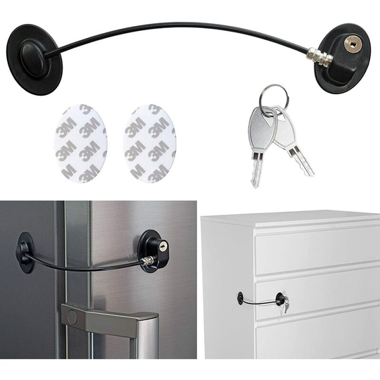 Sunflowergb - Child Safety Lock with 2 Keys for Cupboards, Cabinets, Fridges and Freezers, Home Security, 3M Adhesive, Traceless, Safety for Babies