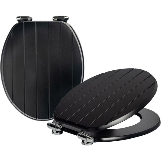 Wooden Soft Close Toilet Seats - Black - Pack of 2 - Harbour Housewares
