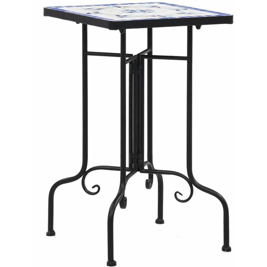 Mosaic Side Table Blue and White Ceramic - Blue