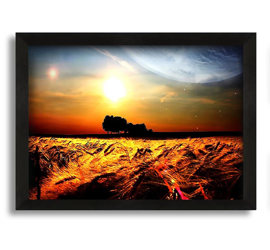 Fields Wheat In the Planets Golden Sun - Picture Frame Graphic Art on Canvas