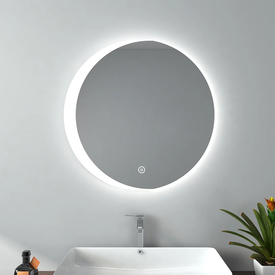 round bathroom mirror with lighting Ф60cm bathroom mirror with touch and 3 light colors (type E)
