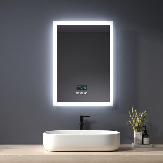 Led Bathroom Mirror 700 x 500mm Modern Illuminated Wall Mounted Mirror with Touch Switch + Demister + Buletooth - Heilmetz