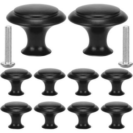 10Pcs Handle Small Handle Drawer Steel Cabinet Knob Pretty Zinc Alloy Drawer Doors Wardrobe Makeover Old Kitchen Cupboards Men Women Black