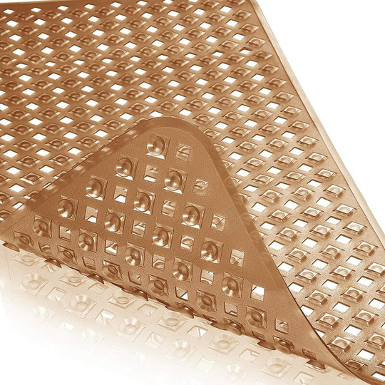 Kartokner - Non Slip Bathtub Mats with Drain Holes, Suction Cups, Machine Washable 27.5 x 15.5 In, Clear Brown