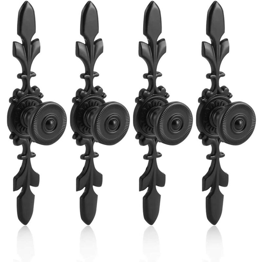 Perlerare - 4Pcs Vintage Style Zinc Alloy Drawer Handles Knob Furniture Pull Drawer Cabinet Cupboard Cupboard with Screws Home Decoration (Black)