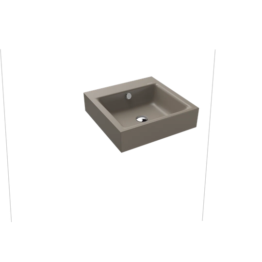 Puro Warm Grey Steel Enamel Square Wall Mount Bathroom Sink with Overflow