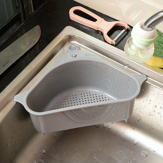 Perlerare - Triangle Sink Holder, Sink Drainer Basket Strainer with Suction Cup Multifunctional Sink Drainers Sponge Rack for Kitchen Bathroom