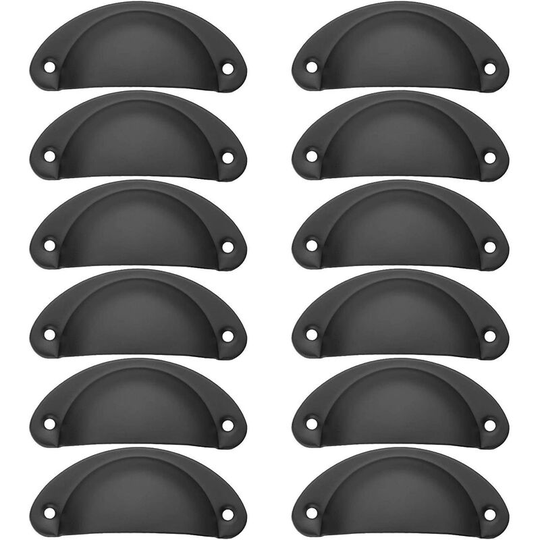 12 Pieces Vintage Shell Handles for Kitchen Cabinet Drawers, Vintage Curved Iron Cabinet Door Handles 8.2cm x 3.5cm, Furniture Handles with Screws