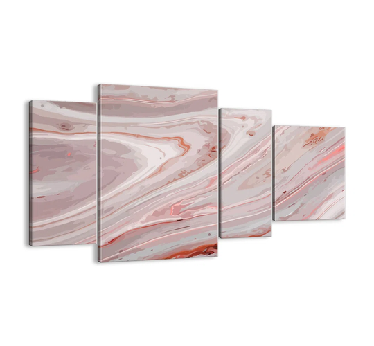 Liquid Pink - 4 Piece Unframed Graphic Art Print Set on Canvas