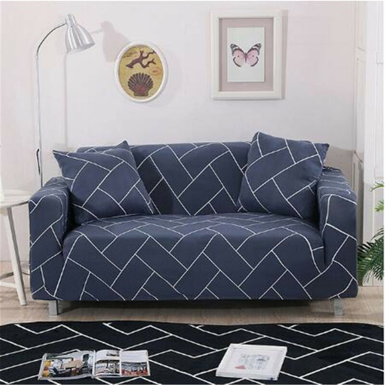 1-Seater Elastic Sofa Cover Stretch Armchair Protective navyblue type 14
