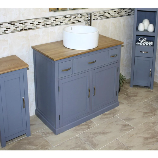 Jovanny Solid Oak 100mm Free-Standing Vanity Unit