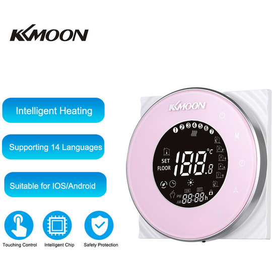 KKmoon Digital Water Heating Thermostat ac 95-250V 5A Energy Saving Touchscreen lcd Display Room Temperature Controller - Pink,type 1