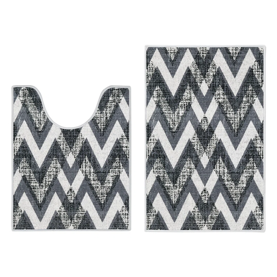 Troye 2-Piece Designer Print Bathroom Shape Rugs