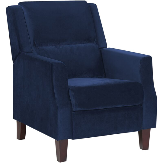 Beliani - Retro Reclining Chair Adjustable Back Footrest Velvet Upholstery Blue Egersund - Blue