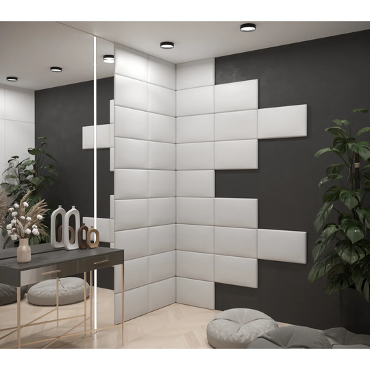 Blodwyn 30 cm x 50 cm Peel and Stick Upholstered Wall Paneling in White