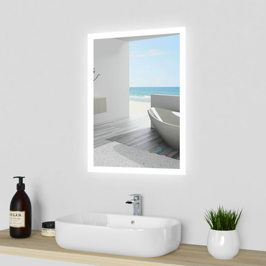 500x700 Rectangular Heated Bathroom Mirror with Touch Lights,Wall Mounted,IP44,Vertical or Horizontal