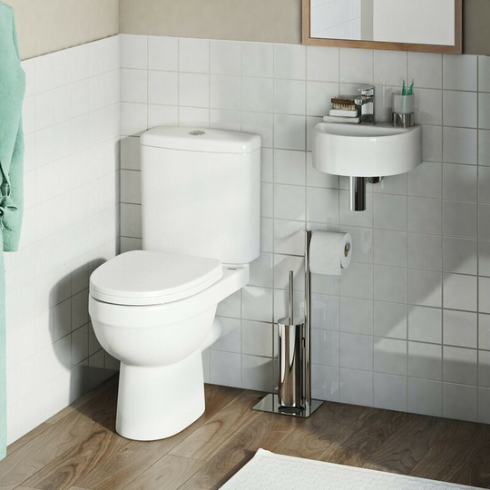 Eden cloakroom suite with contemporary wall hung basin 310mm - White - Orchard
