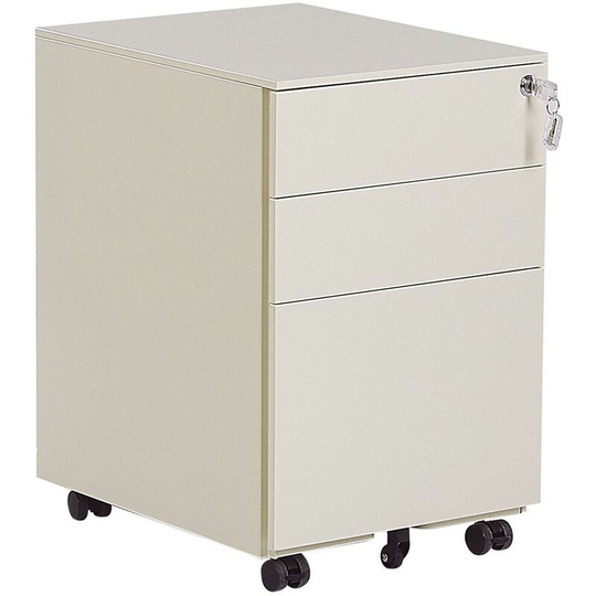 Beliani - Industrial Office Cabinet Steel 3 Drawers Castors Key Lock Light Beige Cami - Beige