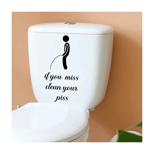 2pcs Naughty Toilet Stickers Funny Decals Waterproof Vinyl Wall Art Sign Decor Toilet Sticker for Bathroom Restroom Rem