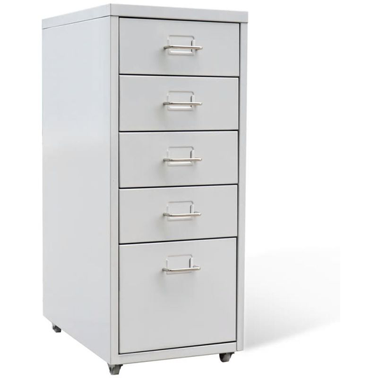 Hommoo - File Cabinet with 5 Drawers Grey 68.5 cm Steel VD07432