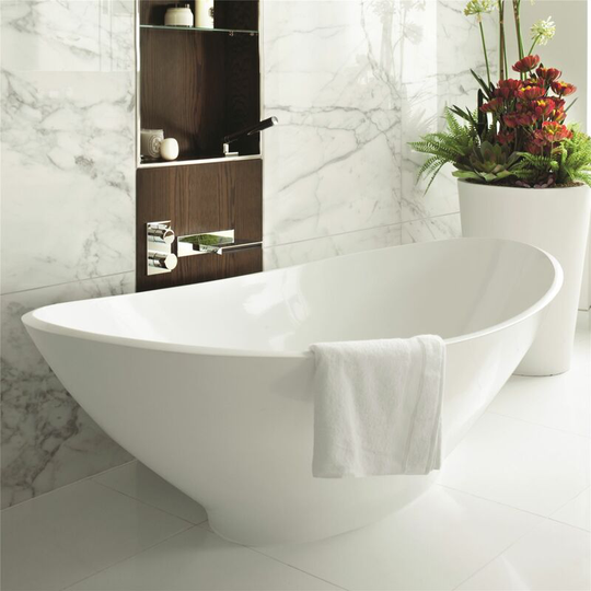 Bcdesigns - Modern Oval Freestanding White Bath Acrylic Luxury Bathtub Universal 1890x900mm - White
