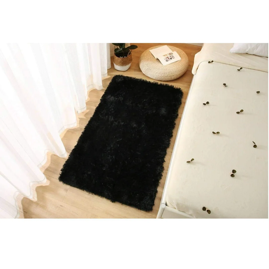 Seyler Living Room Bedroom Shaggy Black Rug