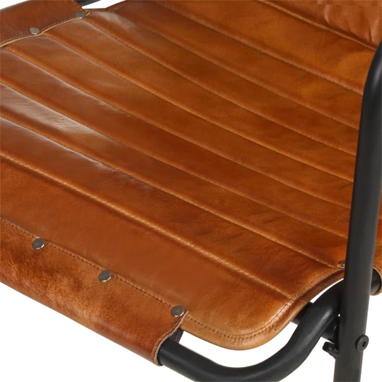 Relaxing Armchair With A Footrest Brown Real Leather