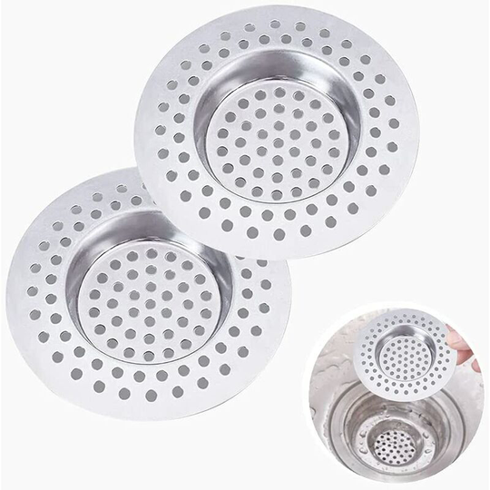 2 Pcs Kitchen Sink Strainer, Sink Drain Strainer, Kitchen Sink Grid, Stainless Steel Sink Strainer, for Kitchen/Bathroom Sink Anti-Clog Strainer