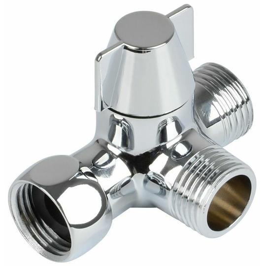 3-Way Shower Diverter Valve, Shower Head Adapter Shower Arm Mounted, G1 / 2 "T-Adapter Valve Replacement, Kitchen Sink Electric Shower Bidet t
