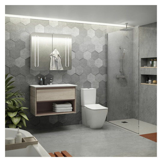 Ideal Standard 2-Door Mirror Cabinet with Bottom Ambient and Front Light 1230mm Wide - Aluminium