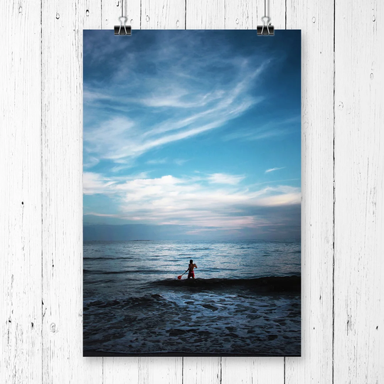 'Paddling in the Ocean Seascape' Graphic Art