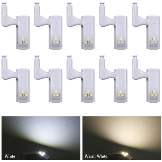 10 pcs led Sensor Hinge Light Lamp for Kitchen Cabinet Cupboard Closet Wardrobe Warm White,model:Warm white 10pcs