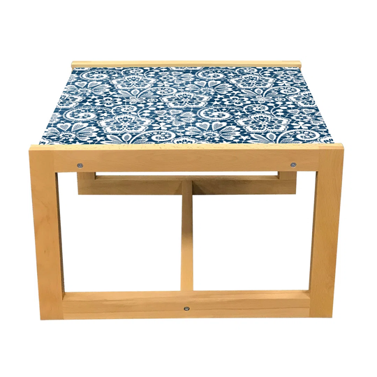 Victorian Coffee Table, Retro Flower Petals Leaves Paisley Classic Vintage Vibes Design, Acrylic Glass Center Table With Wooden Frame For Offices Dorm