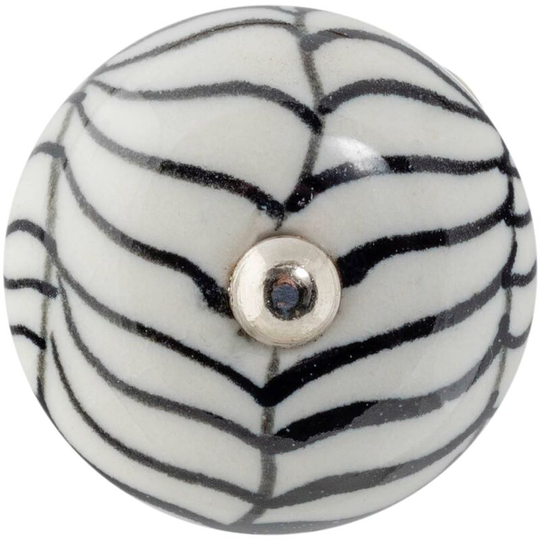 Round Ceramic Cabinet Knob - Black Fern - Nicola Spring