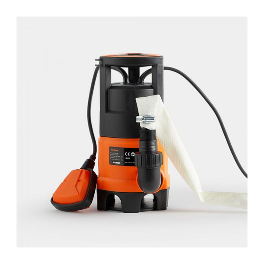 Submersible Water Pump with 8m Hose (400W) - Includes Jubilee Clips - Drain Dirty or Clean Water from Pond, Swimming Pool, Hot Tub, Flooded Cellar